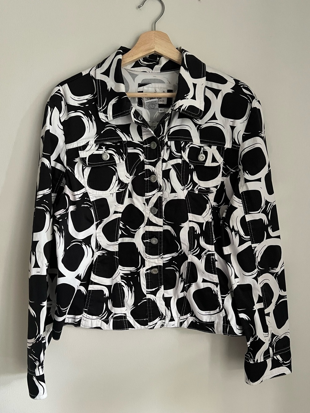 Live a Little Black and White Retro Printed Jacket